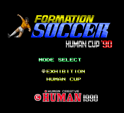 Formation Soccer: Human Cup '90 title screen for PC Engine